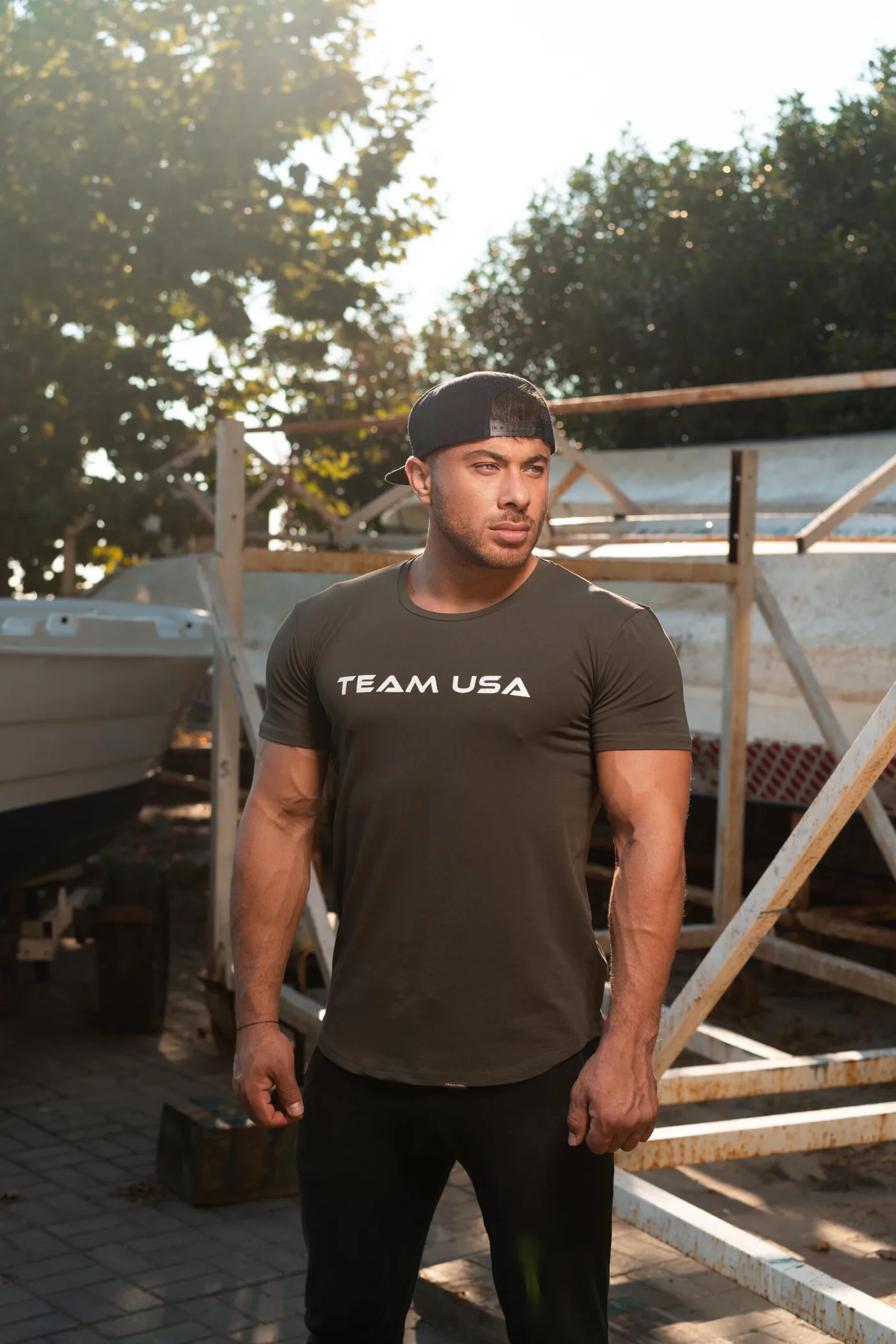 USA Slim Fit T-Shirt White Logo